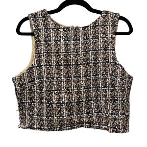 The Impeccable Pig Black and Tan Tweed‎ Sleeveless Top NWT Size L